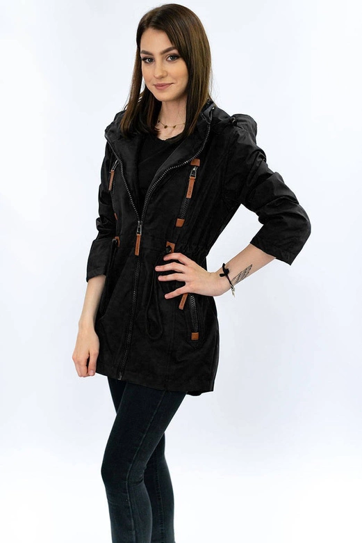 KURTKA TYPU PARKA CZARNA (2028-1)
