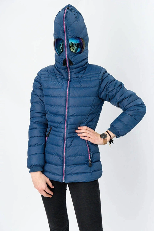 KURTKA DAMSKA ZIMOWA Z GOGLAMI GRANATOWA (CX582W)