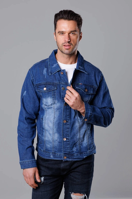 Jeansowa kurtka męska granatowa (MJ525BS)