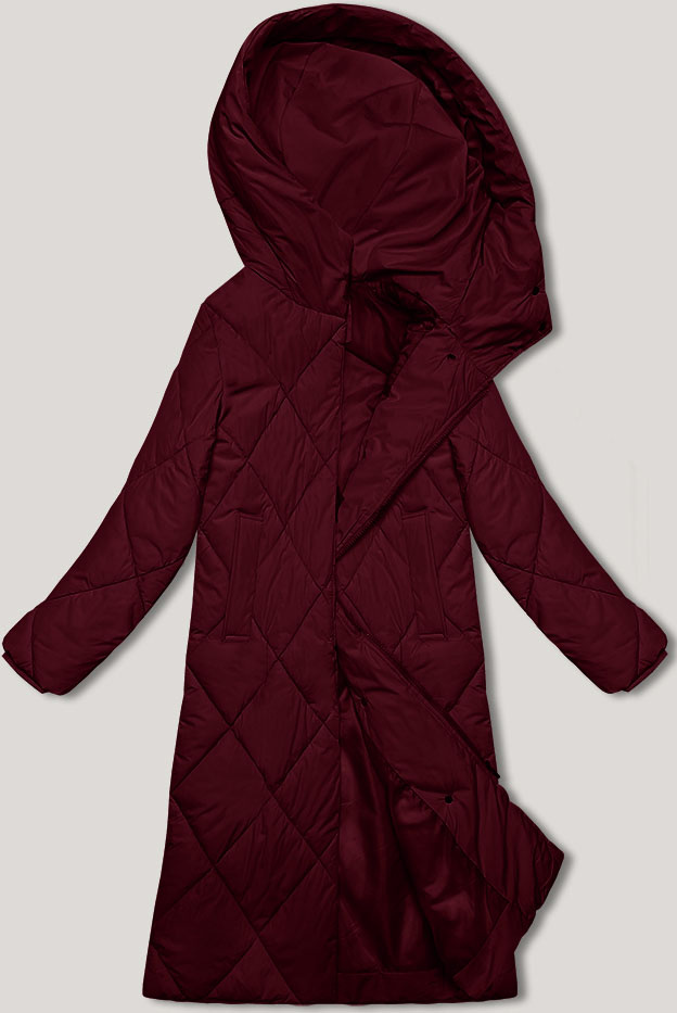 Długa kurtka zimowa z kapturem J.Style bordowa (5M3173-1)