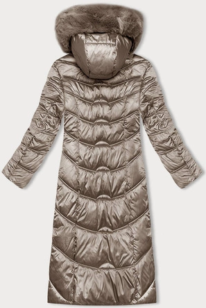 Długa kurtka zimowa z kapturem beżowa S'west (B8198-12)