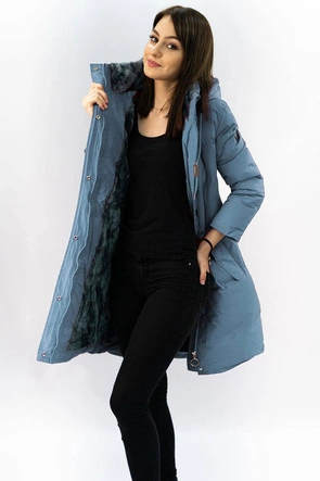 PIKOWANA ZIMOWA KURTKA DAMSKA NIEBIESKA (M-963)