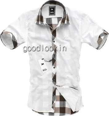 KOSZULA NA KRÓTKI RĘKAW JEEL Jeans BRĄZOWA (3113)