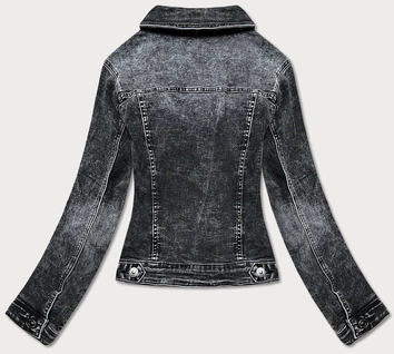 Krótka damska kurtka jeansowa czarna (pop5989-k)