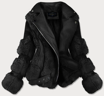 KRÓTKA RAMONESKA Z FUTREM CZARNA (FL2020)