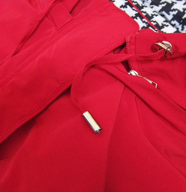 DWUSTRONNA TALIOWANA KURTKA DAMSKA CZERWONA-PEPITKA (W350)