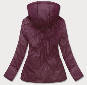 PIKOWANA DAMSKA KURTKA Z KAPTUREM OBERŻYNA (B9552BIG)