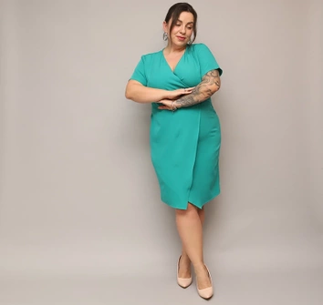 Kopertowa sukienka do kolan morska (743)