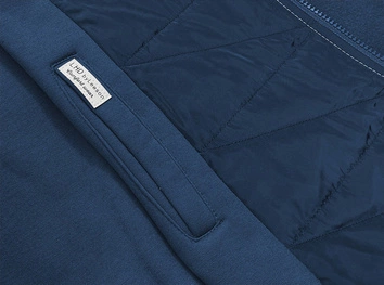 Bluza damska z łączonych materiałów granatowa (amg-532b)