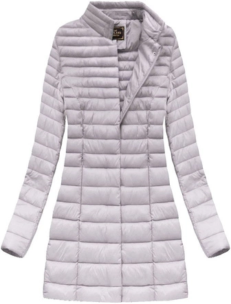 Dłuższa pikowana kurtka z kapturem wrzosowa (7240)