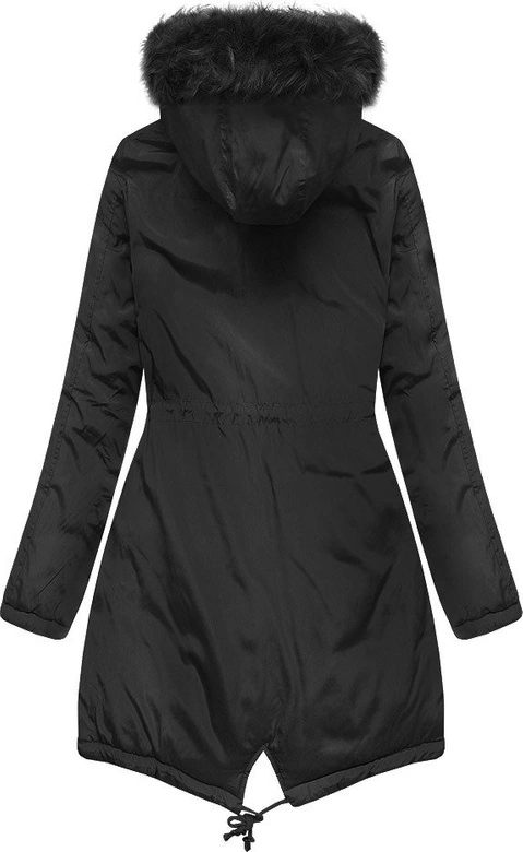 DWUSTRONNA DAMSKA PARKA ZIMOWA WELUROWA CZARNA (7911)