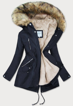 DAMSKA PARKA Z PODPINKĄ GRANATOWA (3399B)