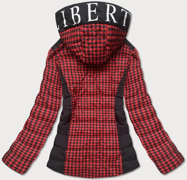 Kurtka damska we wzorki czarno-czerwona (w716-1)