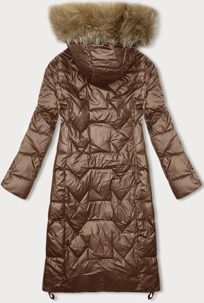 Długa kurtka pikowana damska Glakate camel (LU-2203)