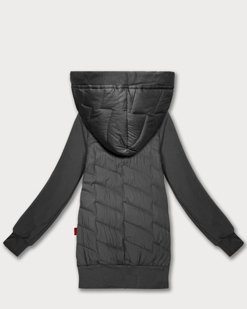 Damska bluza z kapturem z łączonych materiałów Goodlookin grafitowa (AMG-175)