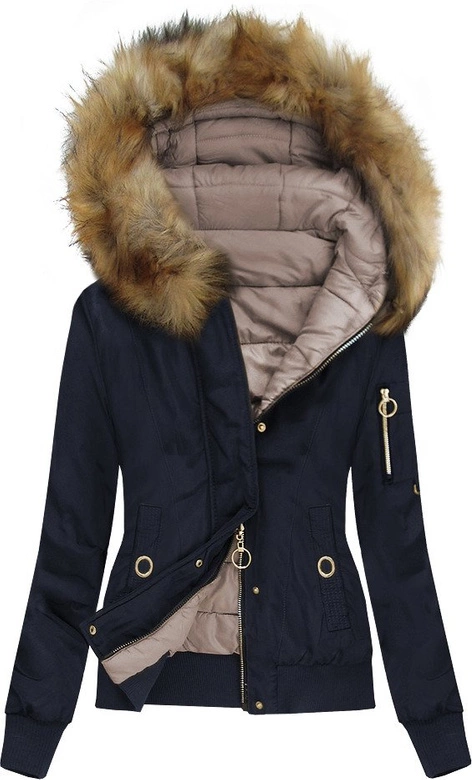 DWUSTRONNA KURTKA BOMBER GRANATOWA (W712)