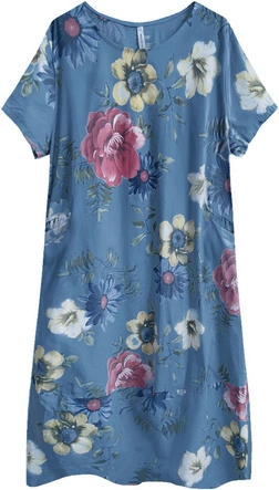 BAWEŁNIANA SUKIENKA OVERSIZE CIEMNONIEBIESKA (341ART)