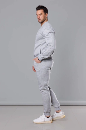 Dres męski bluza bomberka + spodnie jasny szary (8C76-2)