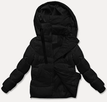 Gruba zimowa kurtka damska ze strukturalnego materiału J Style czarna (5M3251-392)