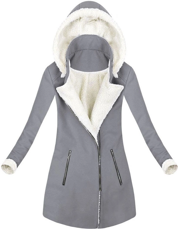 PŁASZCZ ZIMOWY Z KAPTUREM SZARY (MODEL10)