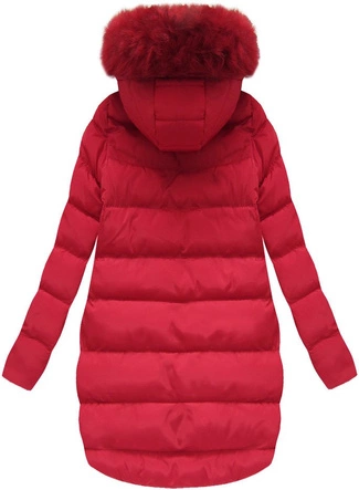 PIKOWANA KURTKA Z KAPTUREM CZERWONA (W578)