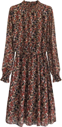 ZWIEWNA SUKIENKA W KWIATKI CZARNA (563ART)