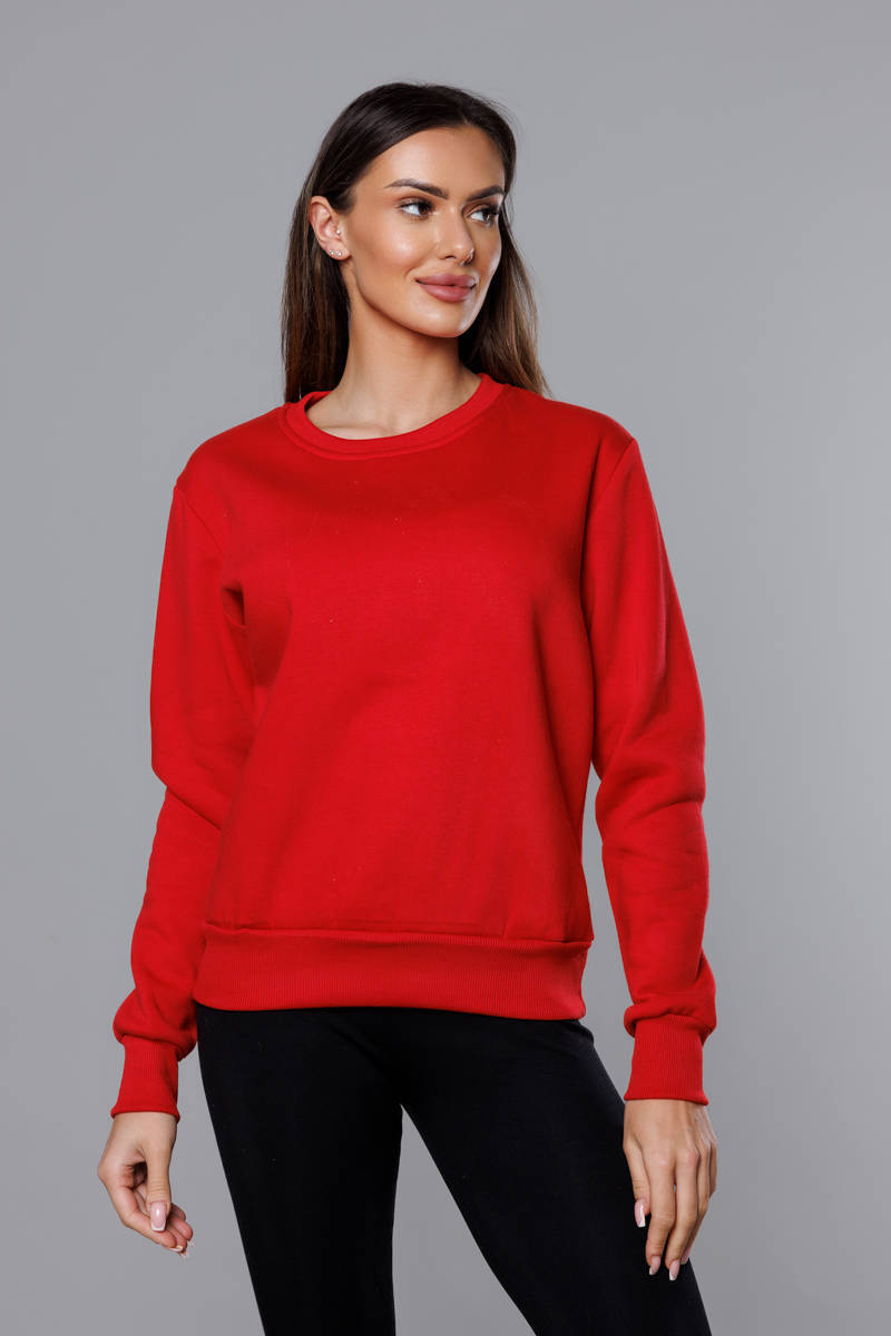 Bluza dresowa damska ze ściągaczami czerwona (w01-18)