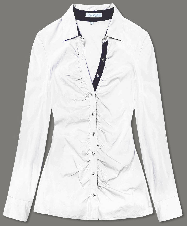 Bluzka z kontrastowymi wstawkami biała (AWD0205)