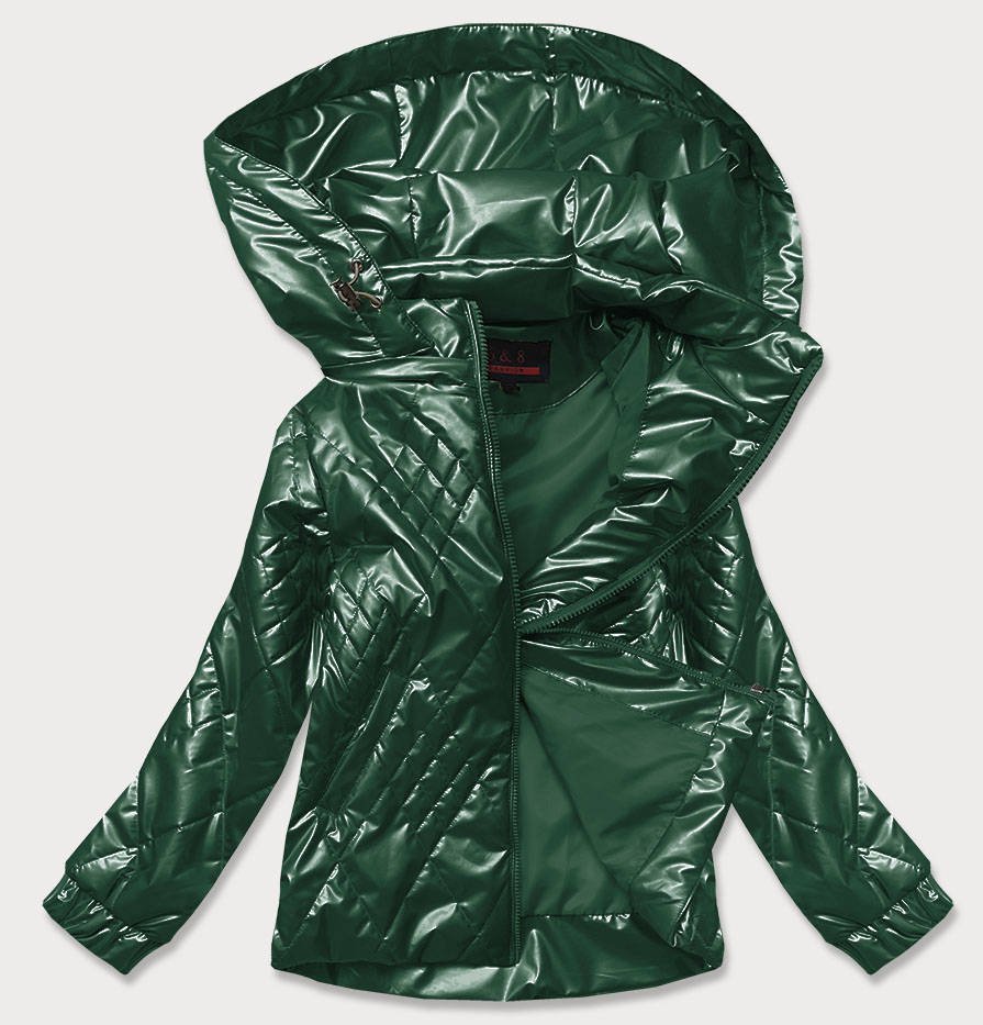 Błyszcząca kurtka damska zielona (2021-02)