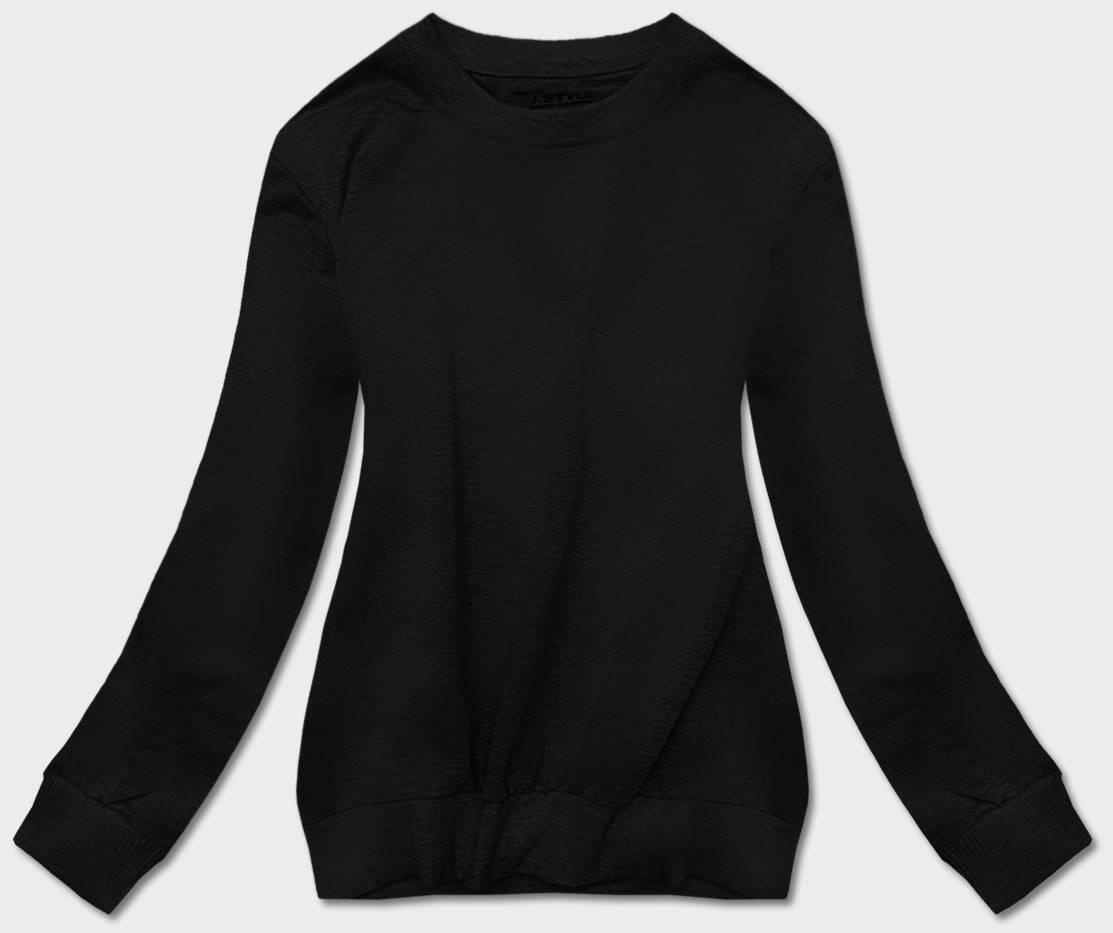 Cienka bluza dresowa damska ze ściągaczami czarna (68W05-3)