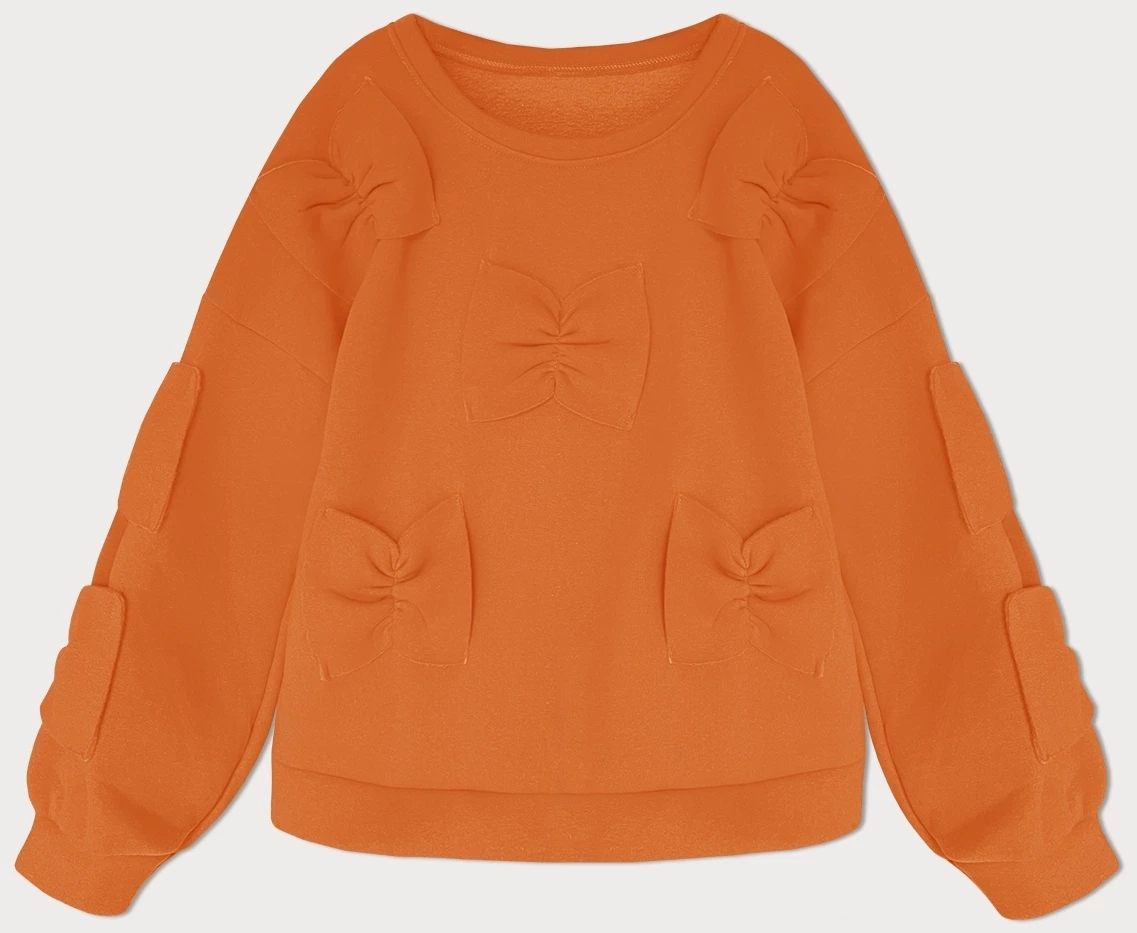 Ciepła bluza damska z kokardkami pomarańczowa (23999)