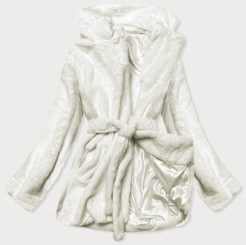 Damska kurtka futro z kołnierzem biała (gsq2166)