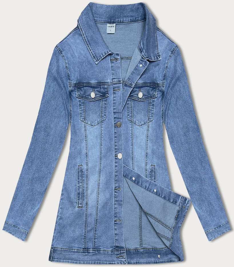 Długa kurtka jeansowa niebieska (GD8750-LK)