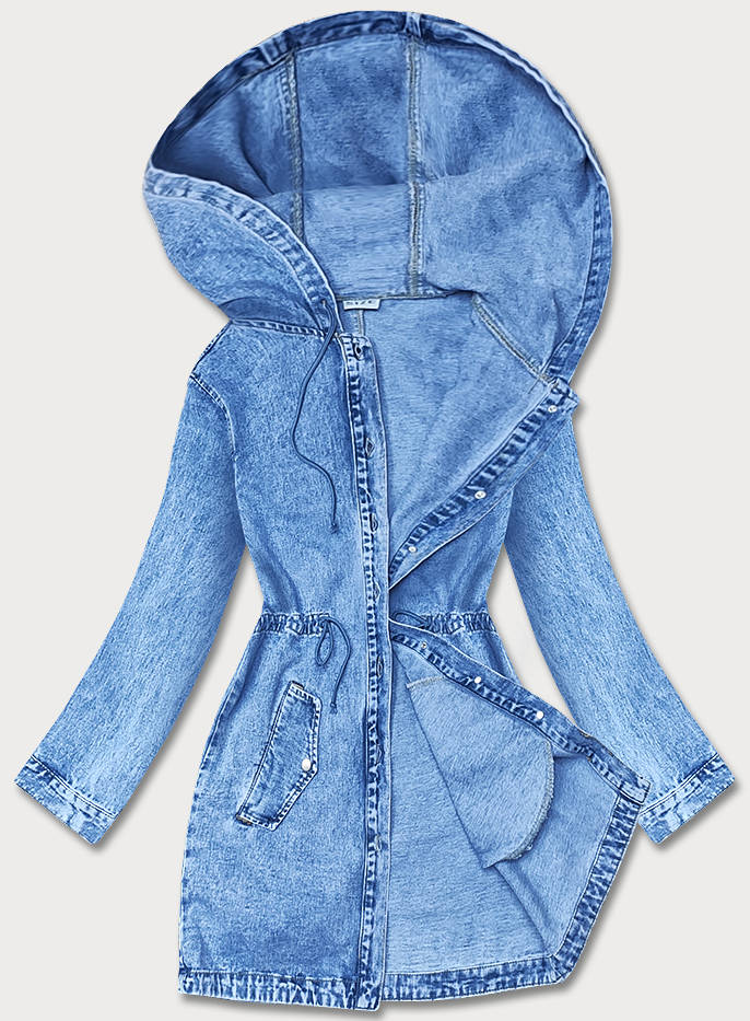 Długa kurtka jeansowa niebieska (POP7032-LK)
