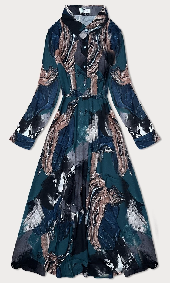Koszulowa sukienka do połowy łydki Ann Gissy morski-brąz (XY202113(3))