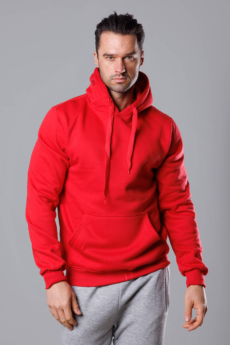 Męska bluza z kapturem czerwona (68B2009-18-35)