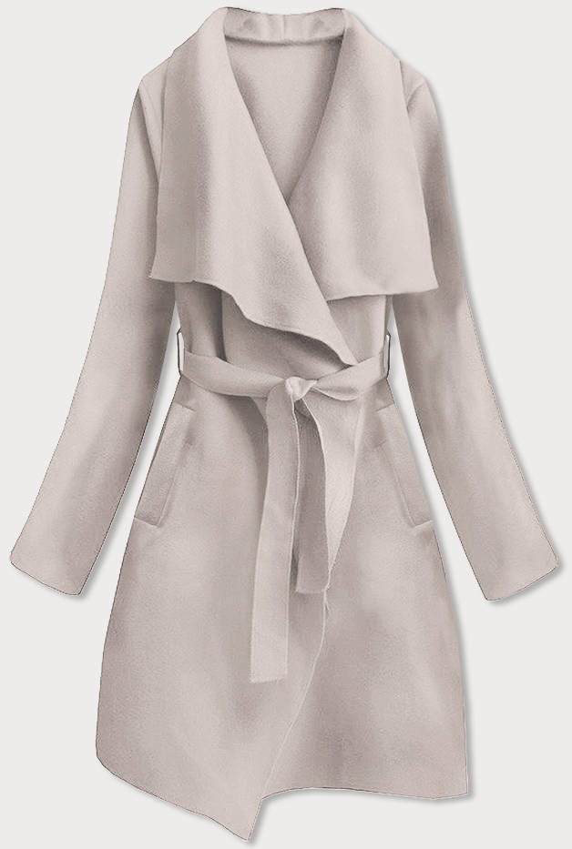 Minimalistyczny płaszcz damski jasnobeżowy (747ART)