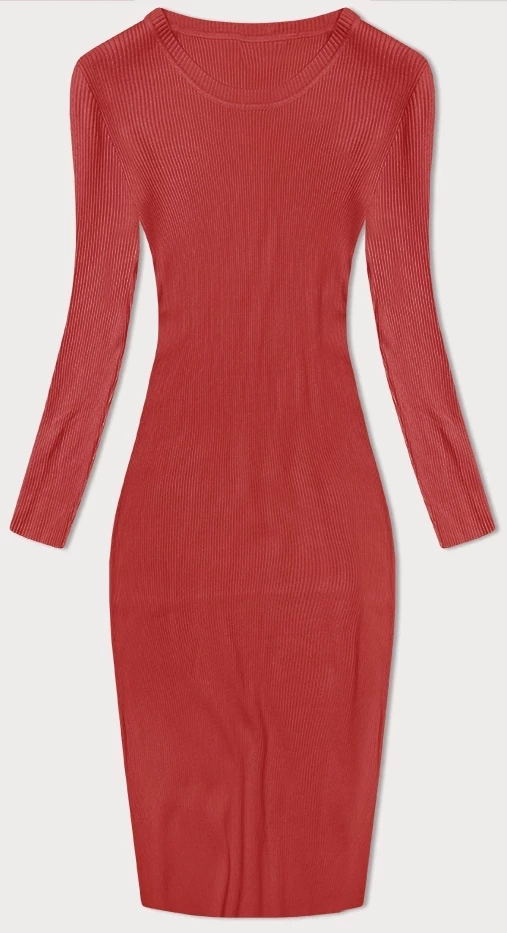 Ołówkowa sukienka z długim rękawem czerwona (MM98012)