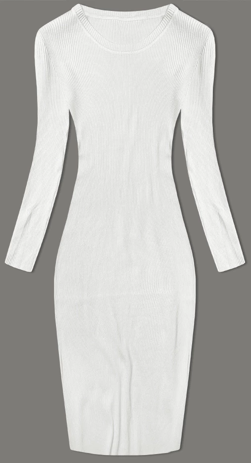 Ołówkowa sukienka z długim rękawem ecru (MM98012)