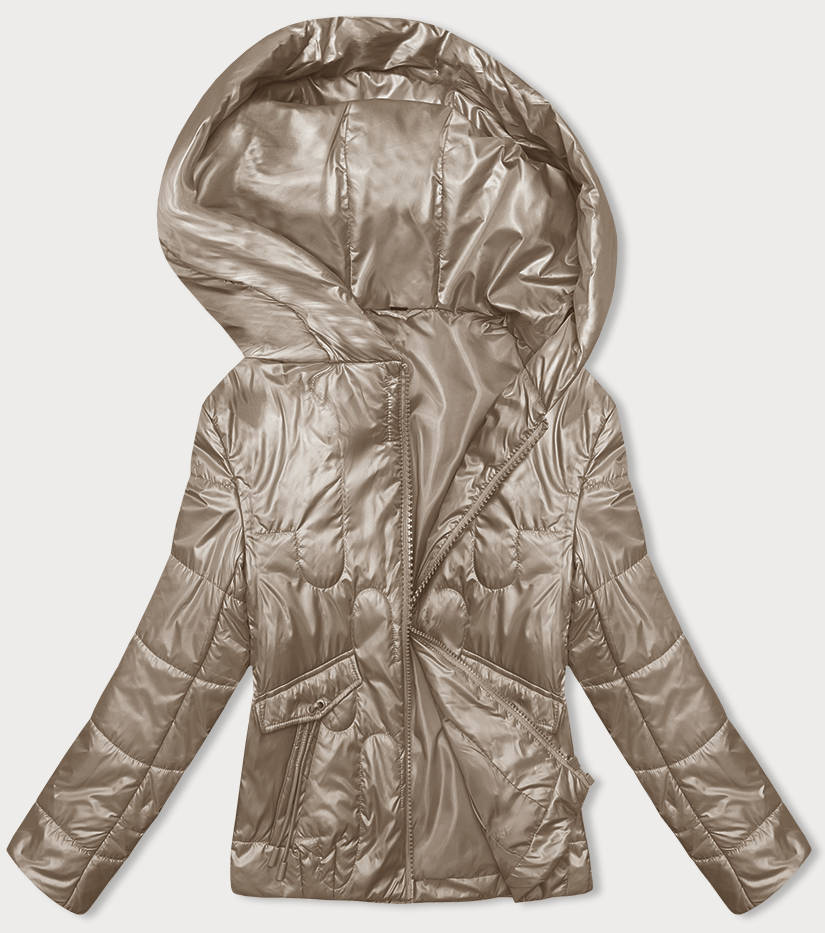 Pikowana krótka kurtka damska beżowa (B8185-12)