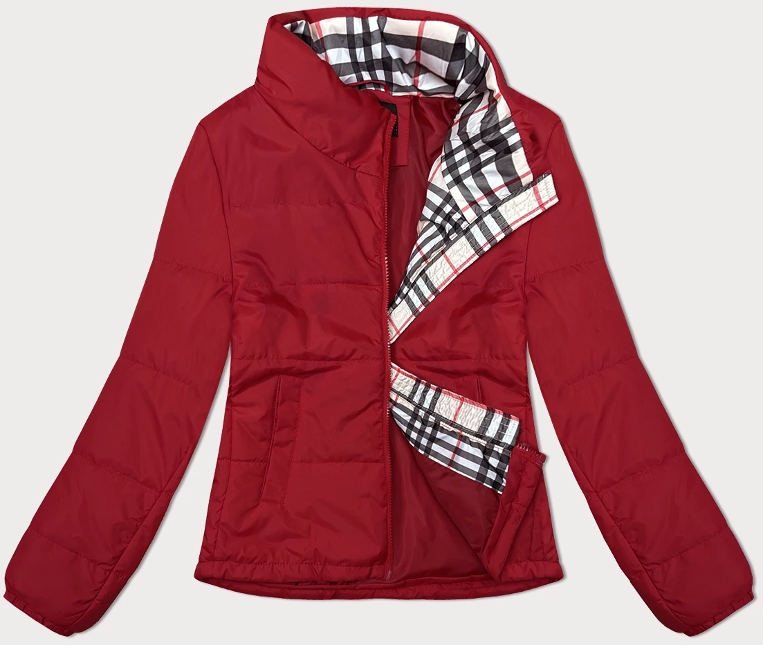 Pikowana kurtka damska ze stójką czerwona (16M2382-270)