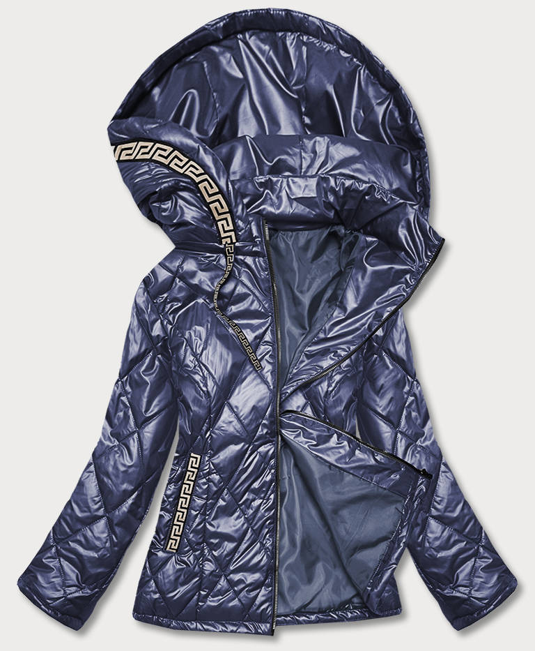 Pikowana kurtka plus size ciemna niebieska (b8013-72)