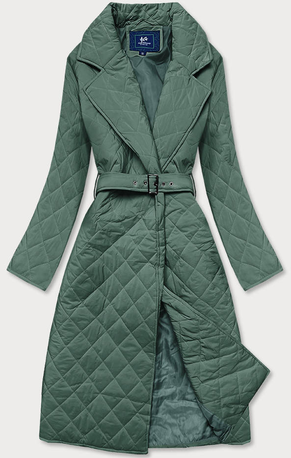 Pikowana kurtka z kołnierzem zielona (AG8-8010)