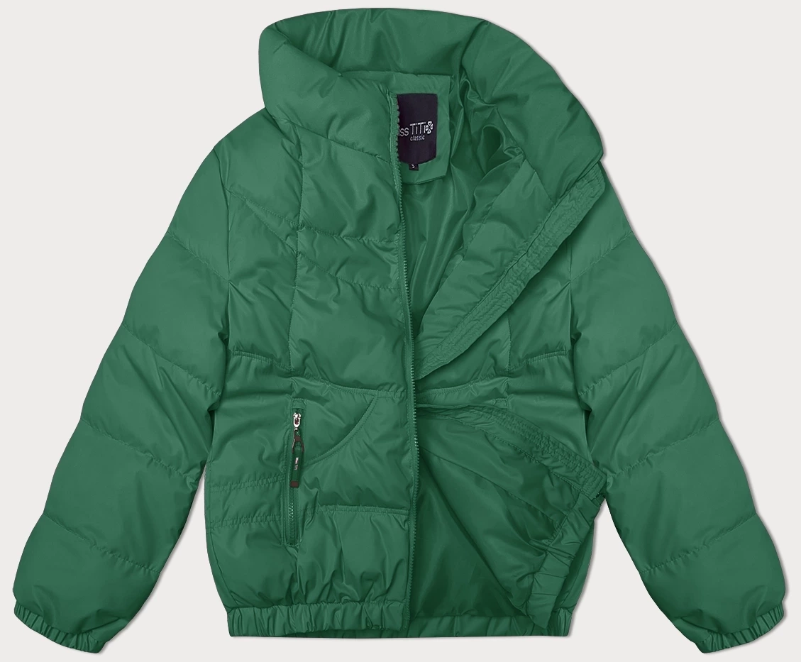 Pikowana kurtka ze stójką Miss TiTi zielona (2481)