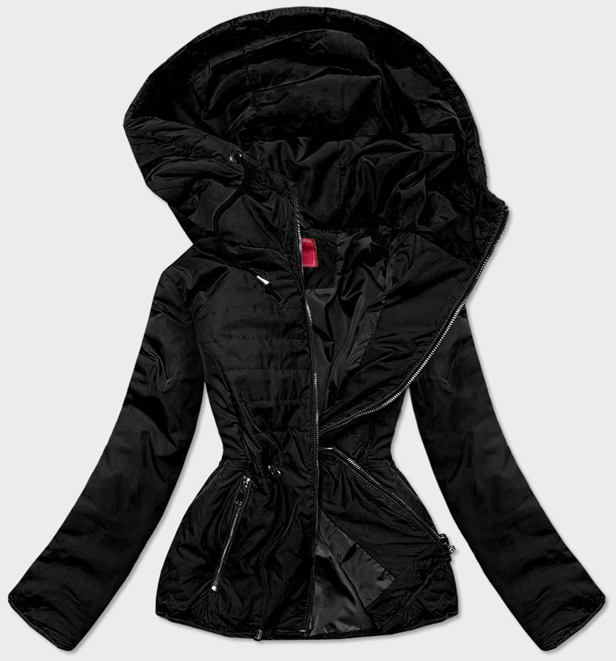 Pikowana przejściowa kurtka damska czarna (m168)