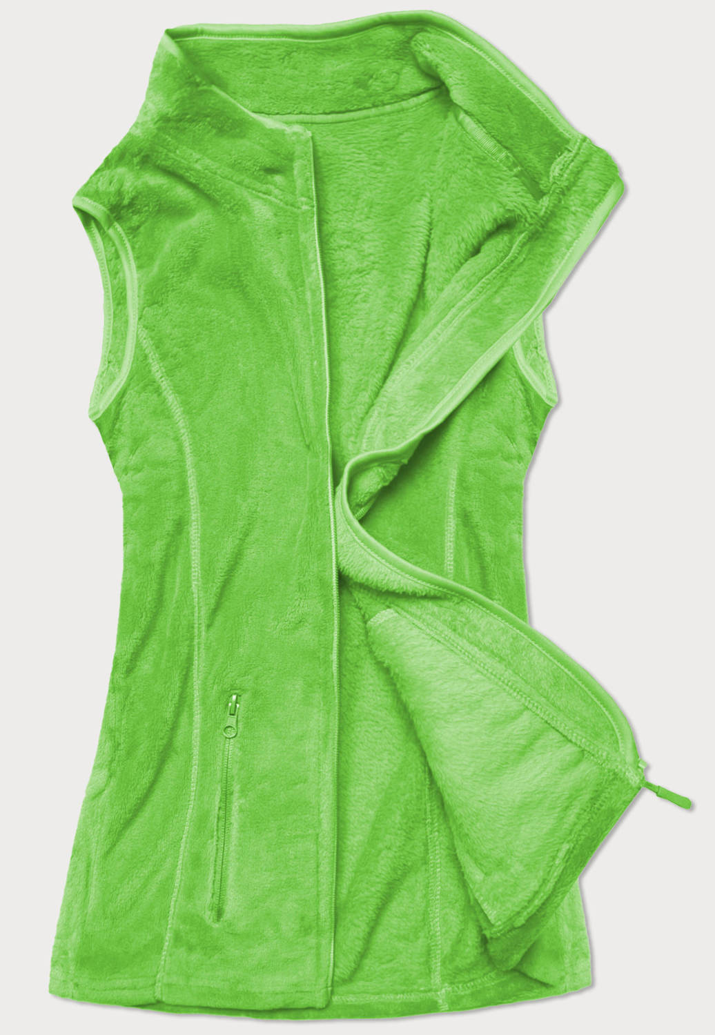 Pluszowa kamizelka damska zielona neonowa (HH003-44)