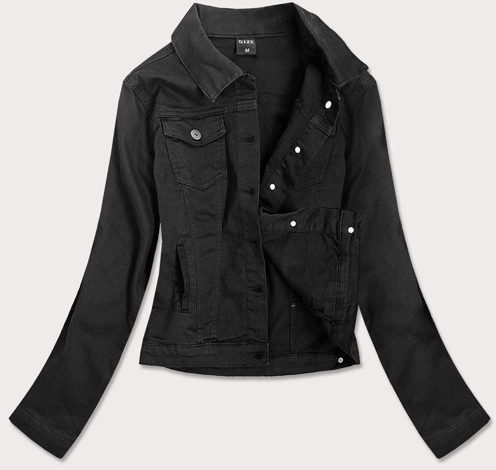 Prosta kurtka jeansowa damska z kieszeniami czarna (sa40)