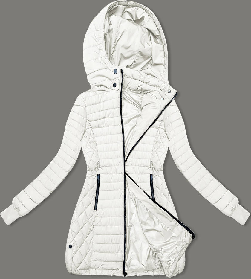 Przejściowa kurtka damska z kapturem ecru (2M-017)