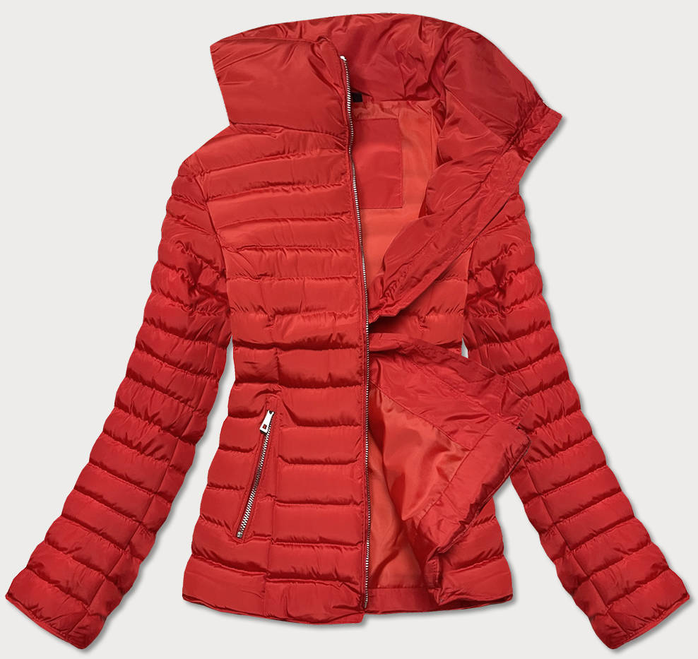 Przejściowa pikowana kurtka damska czerwona (23063-8)