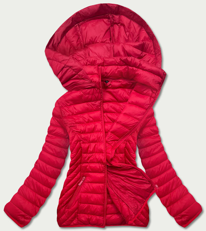 Przejściowa pikowana kurtka damska czerwona (5m783-270)